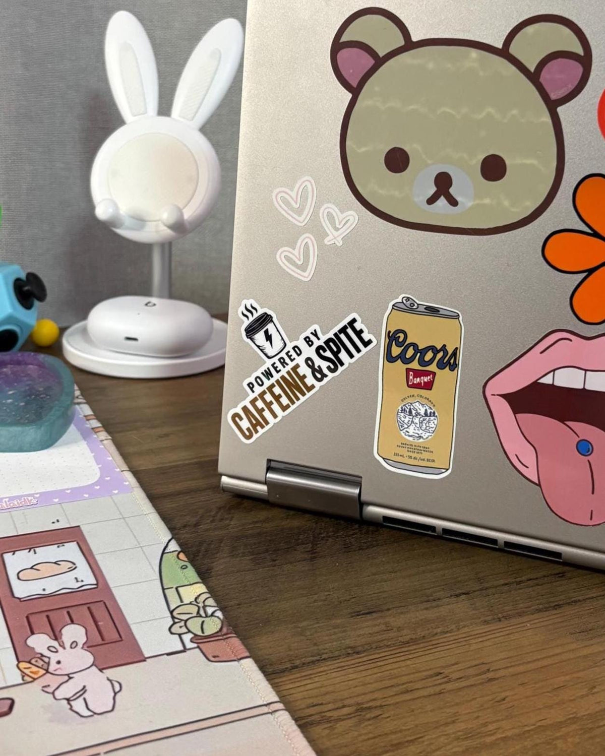 Powered By Caffeine Spite Sticker, Funny Coffee Vinyl Decal