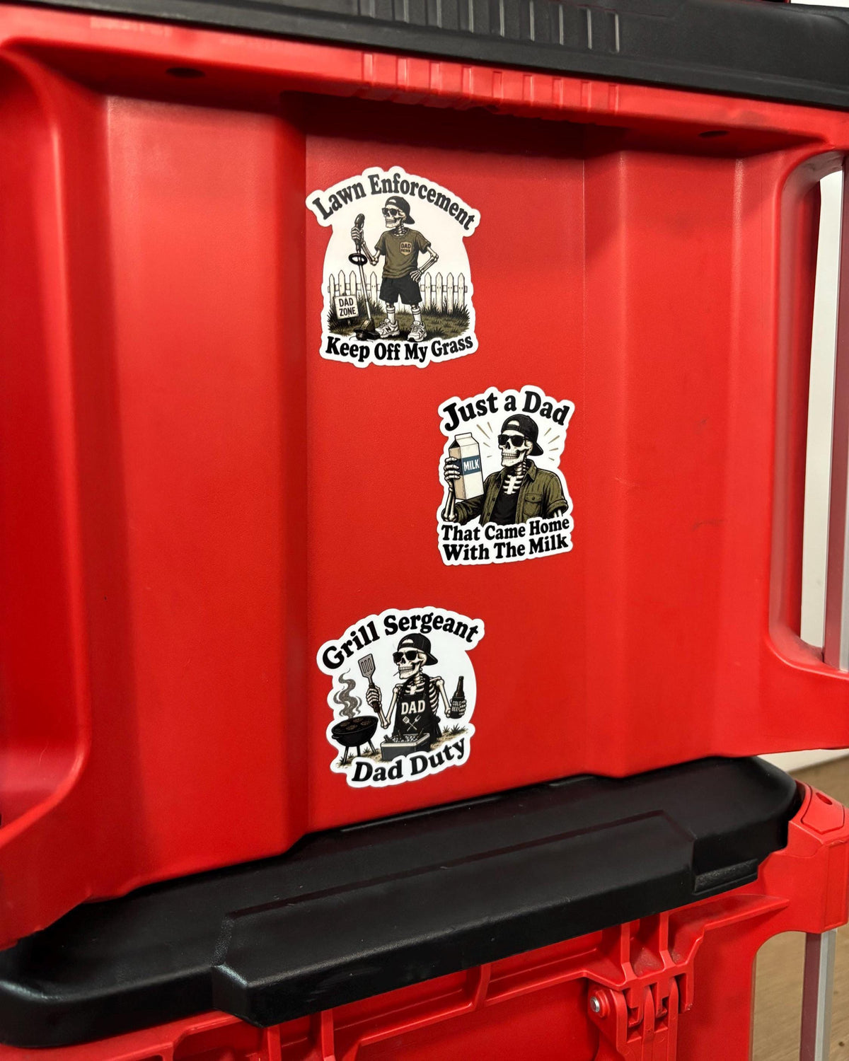 Skeleton Dad Sticker Pack, Funny Grill, Lawn, Milk Dad Jokes (Waterproof Vinyl)