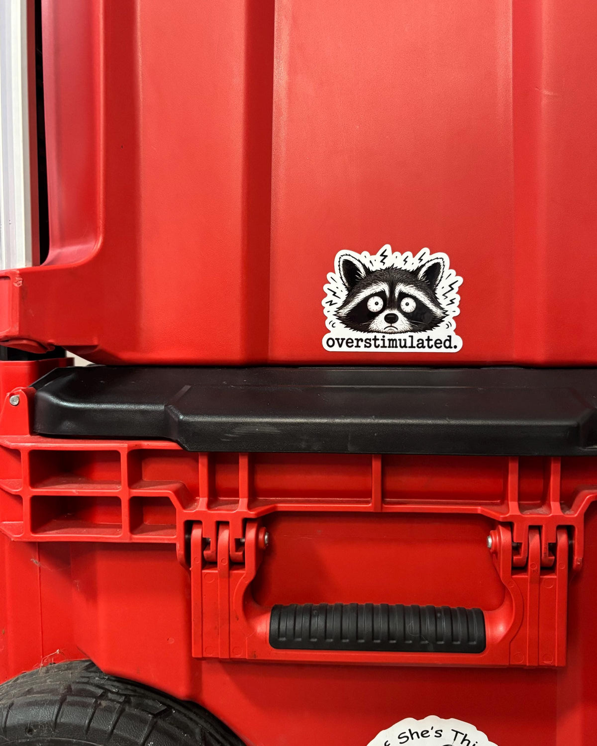 Overstimulated Raccoon Sticker, Funny Animal Decal, Waterproof Vinyl Die-Cut