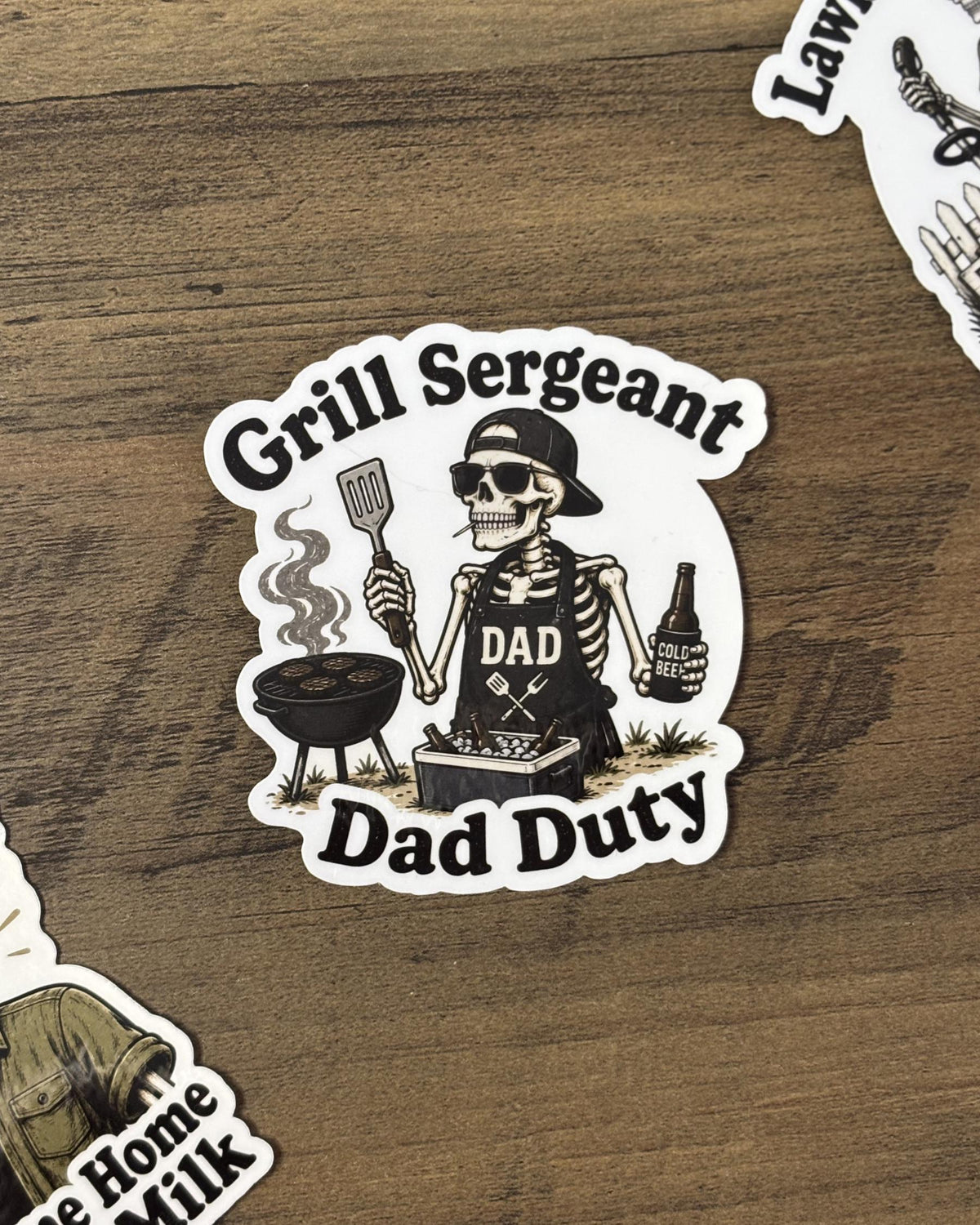 Skeleton Dad Sticker Pack, Funny Grill, Lawn, Milk Dad Jokes (Waterproof Vinyl)