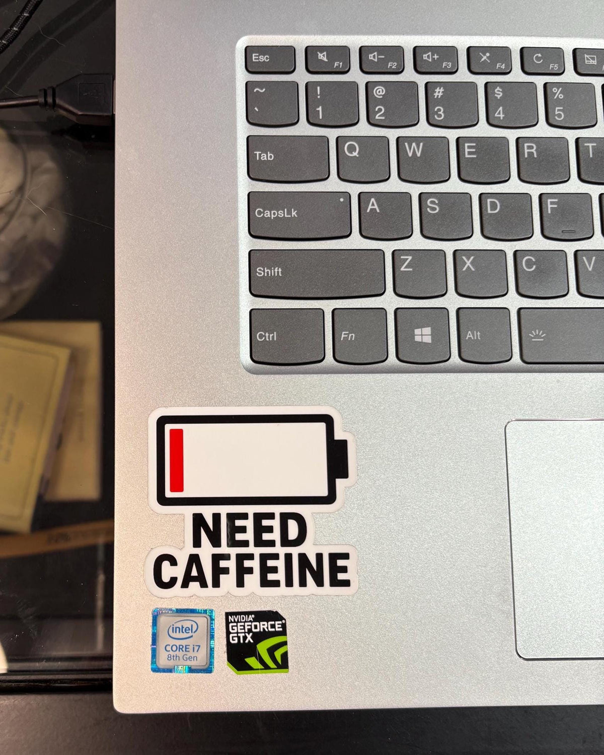 Low Battery Need Caffeine Sticker | Waterproof Vinyl Decal