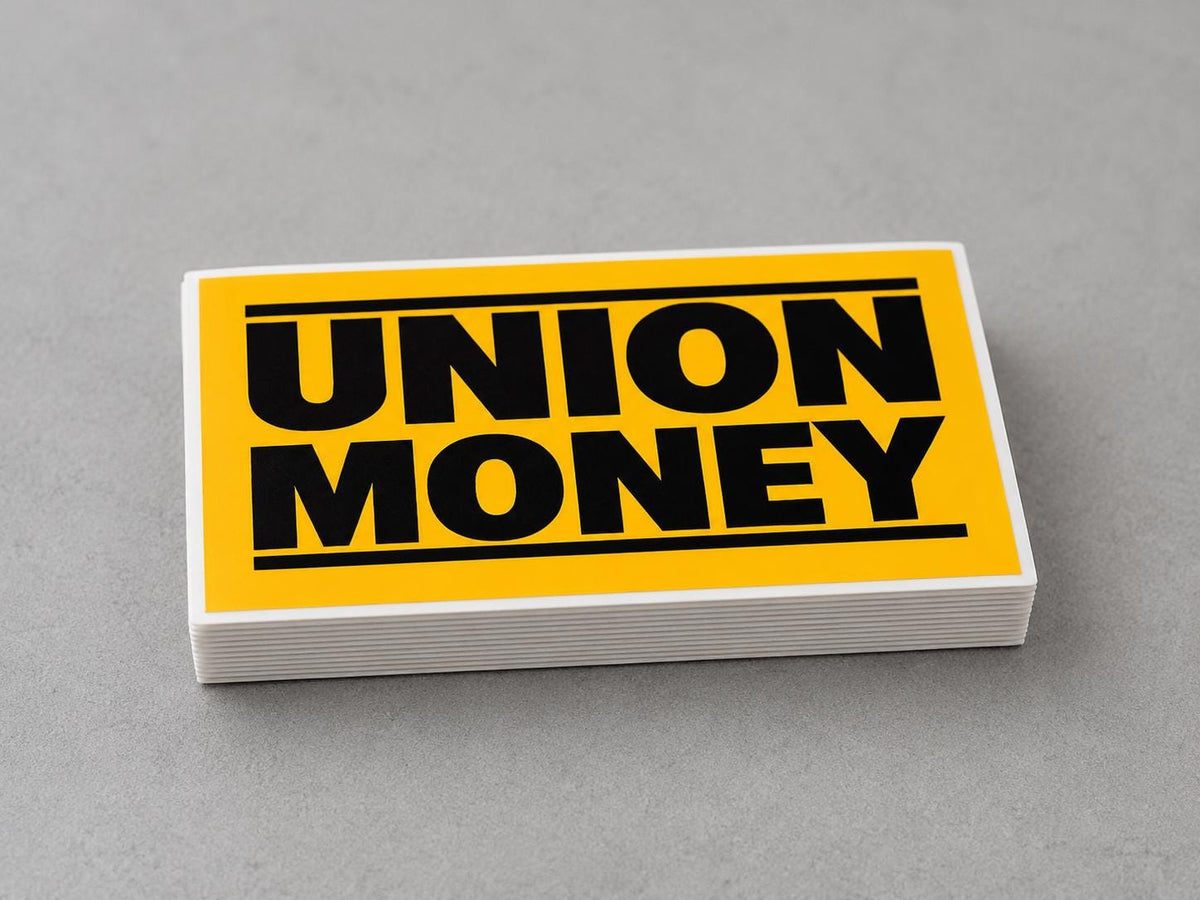 Union Money Hard Hat Sticker, Funny Blue Collar Vinyl Decal
