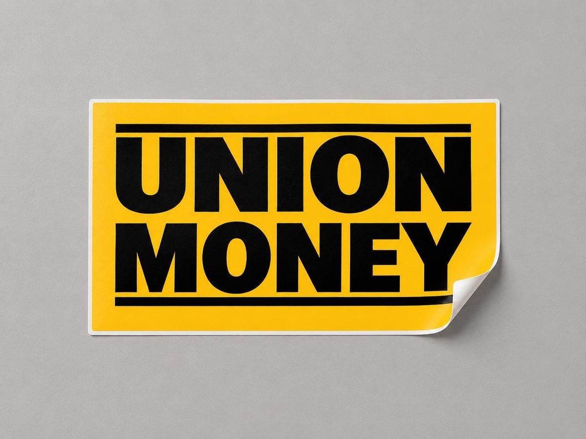 Union Money Hard Hat Sticker, Funny Blue Collar Vinyl Decal