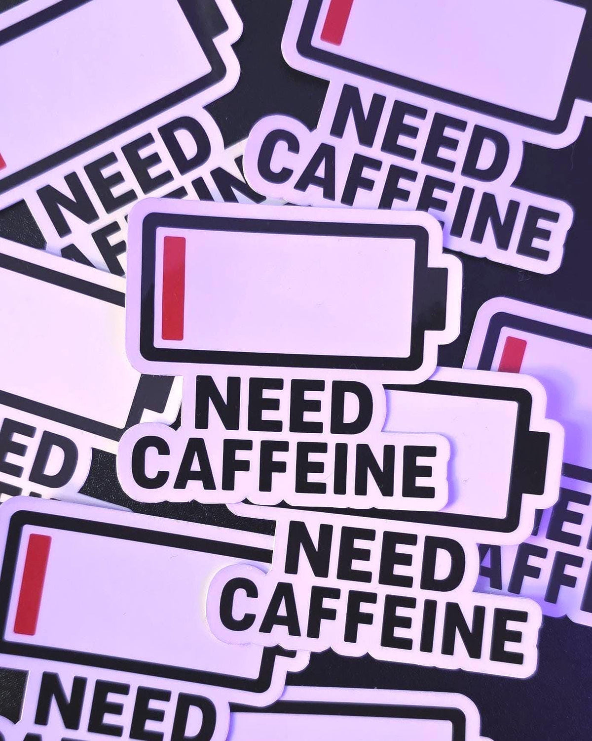 Low Battery Need Caffeine Sticker | Waterproof Vinyl Decal