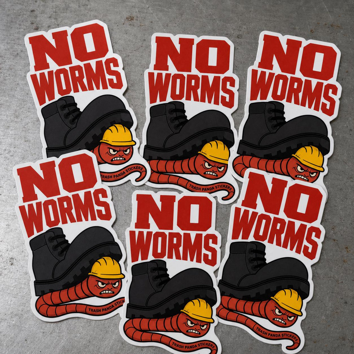 No Worms Union Hard Hat Sticker, Blue Collar Construction Vinyl Decal