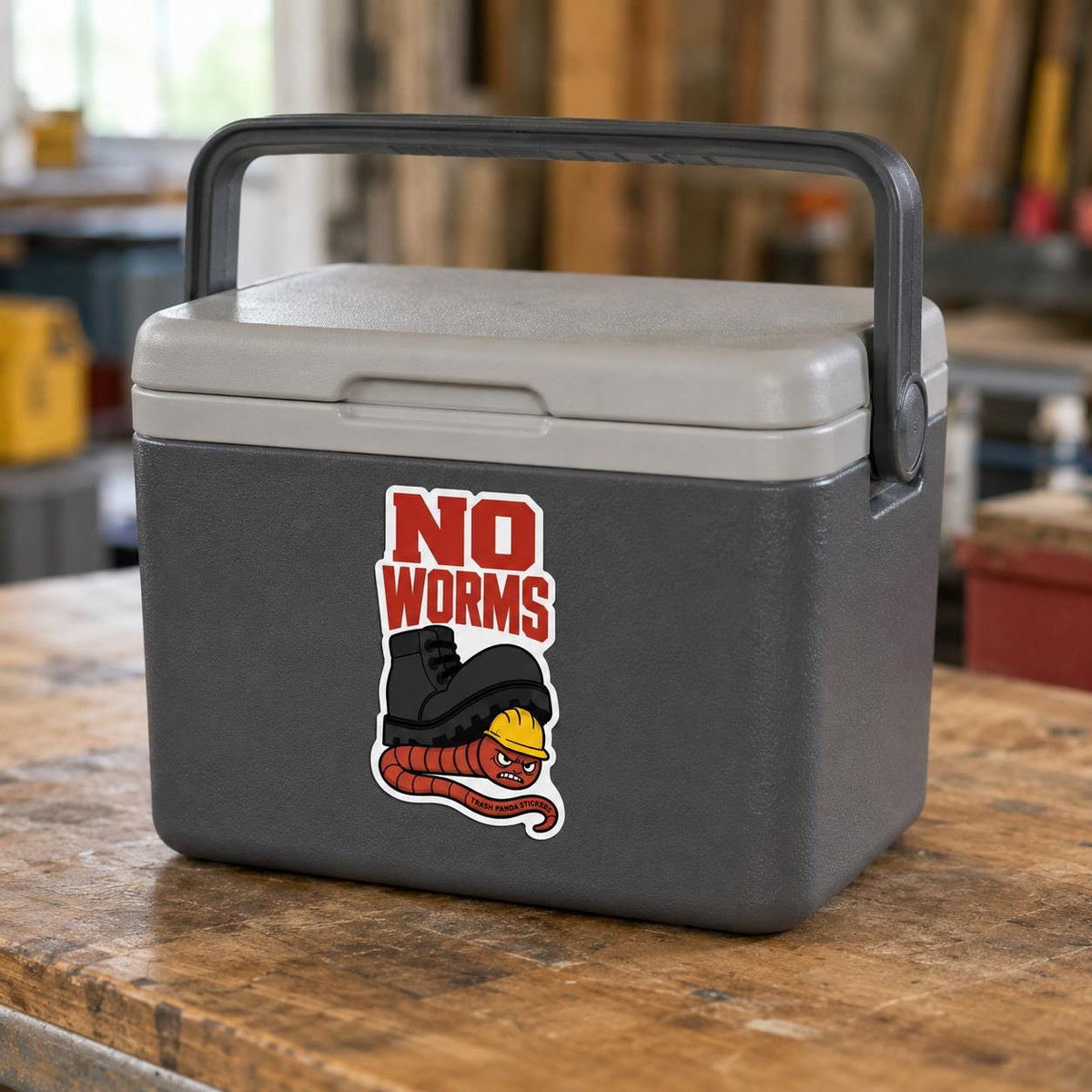 No Worms Union Hard Hat Sticker, Blue Collar Construction Vinyl Decal