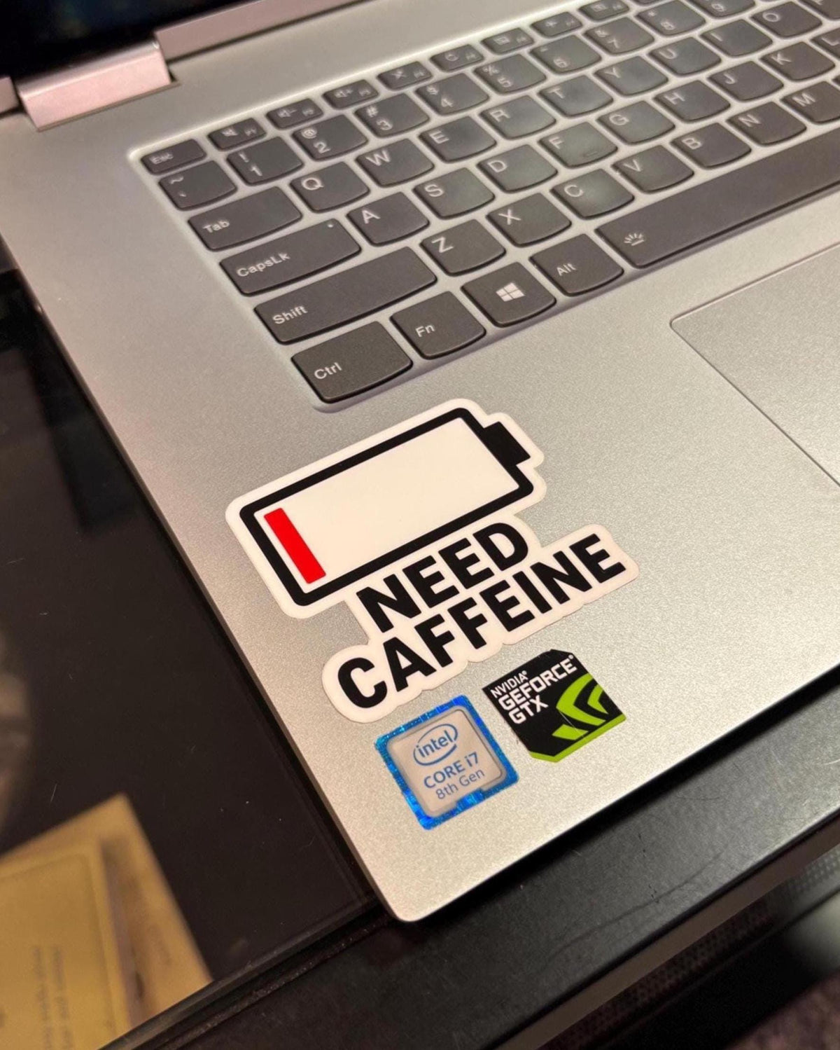 Low Battery Need Caffeine Sticker | Waterproof Vinyl Decal