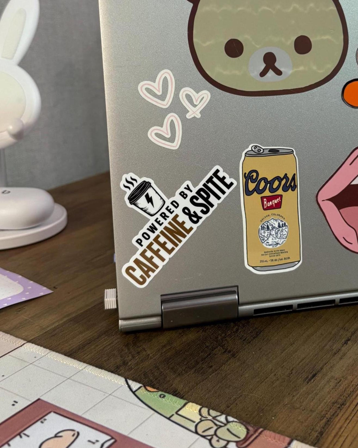 Powered By Caffeine Spite Sticker, Funny Coffee Vinyl Decal