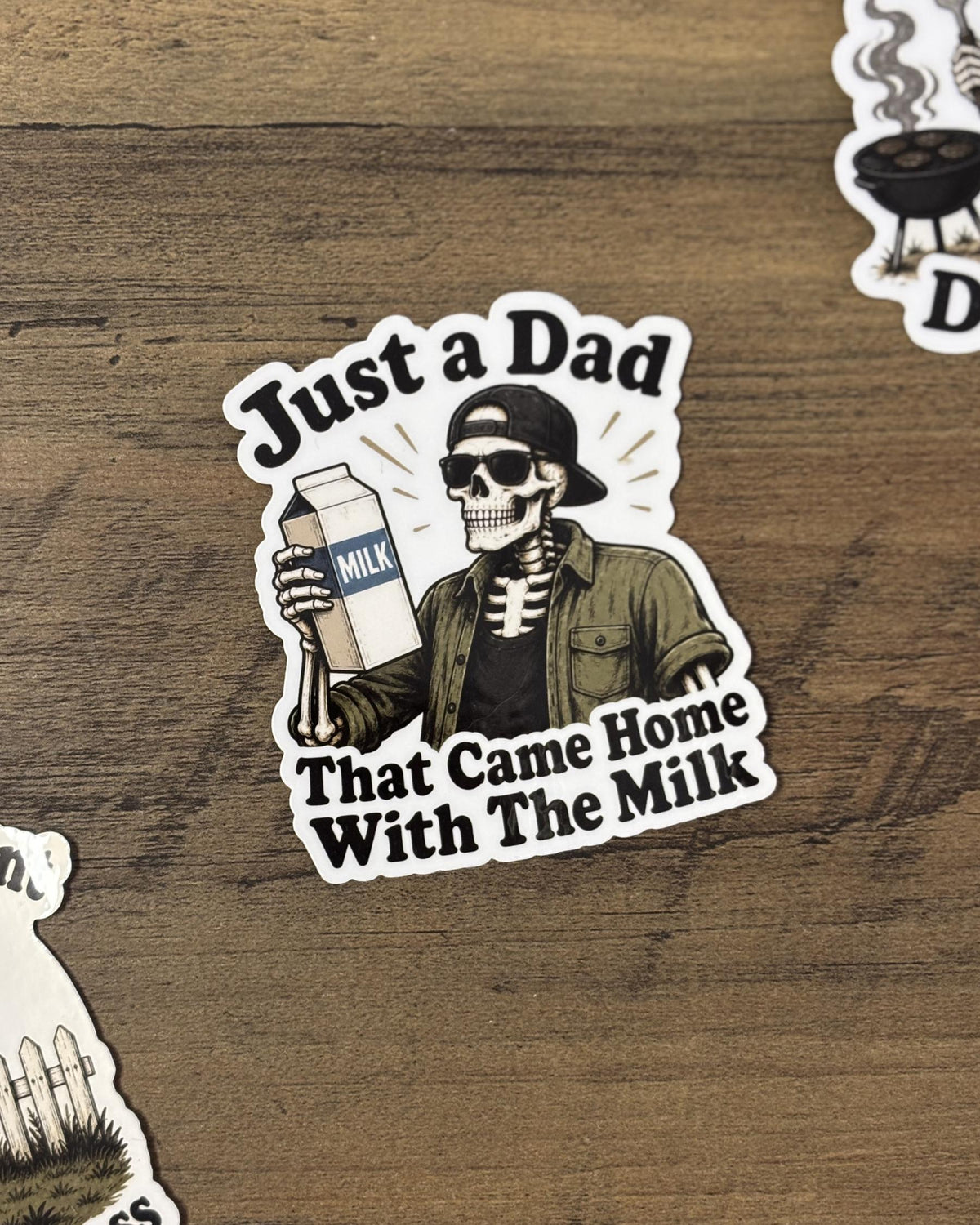 Skeleton Dad Sticker Pack, Funny Grill, Lawn, Milk Dad Jokes (Waterproof Vinyl)