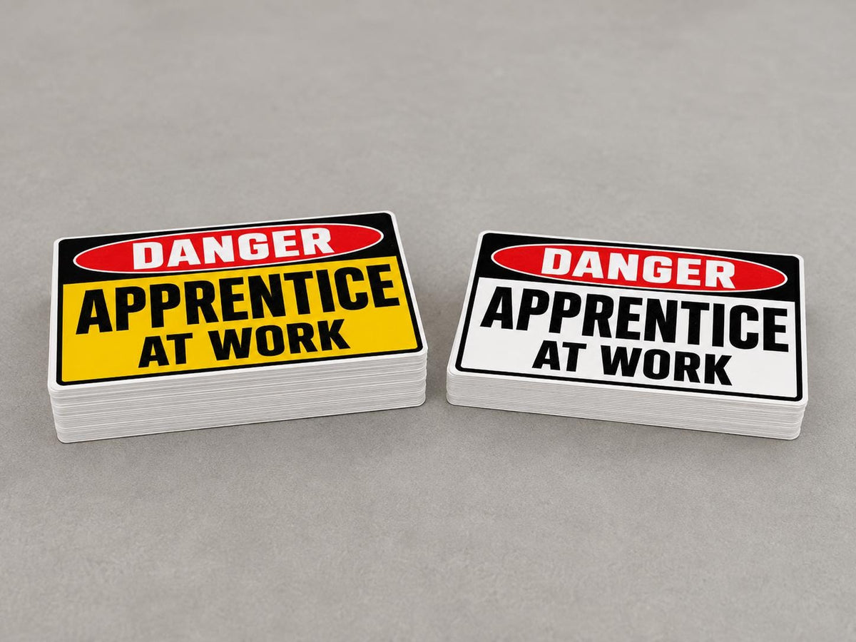 Danger Apprentice at Work Sticker, Funny Construction Hard Hat Decal