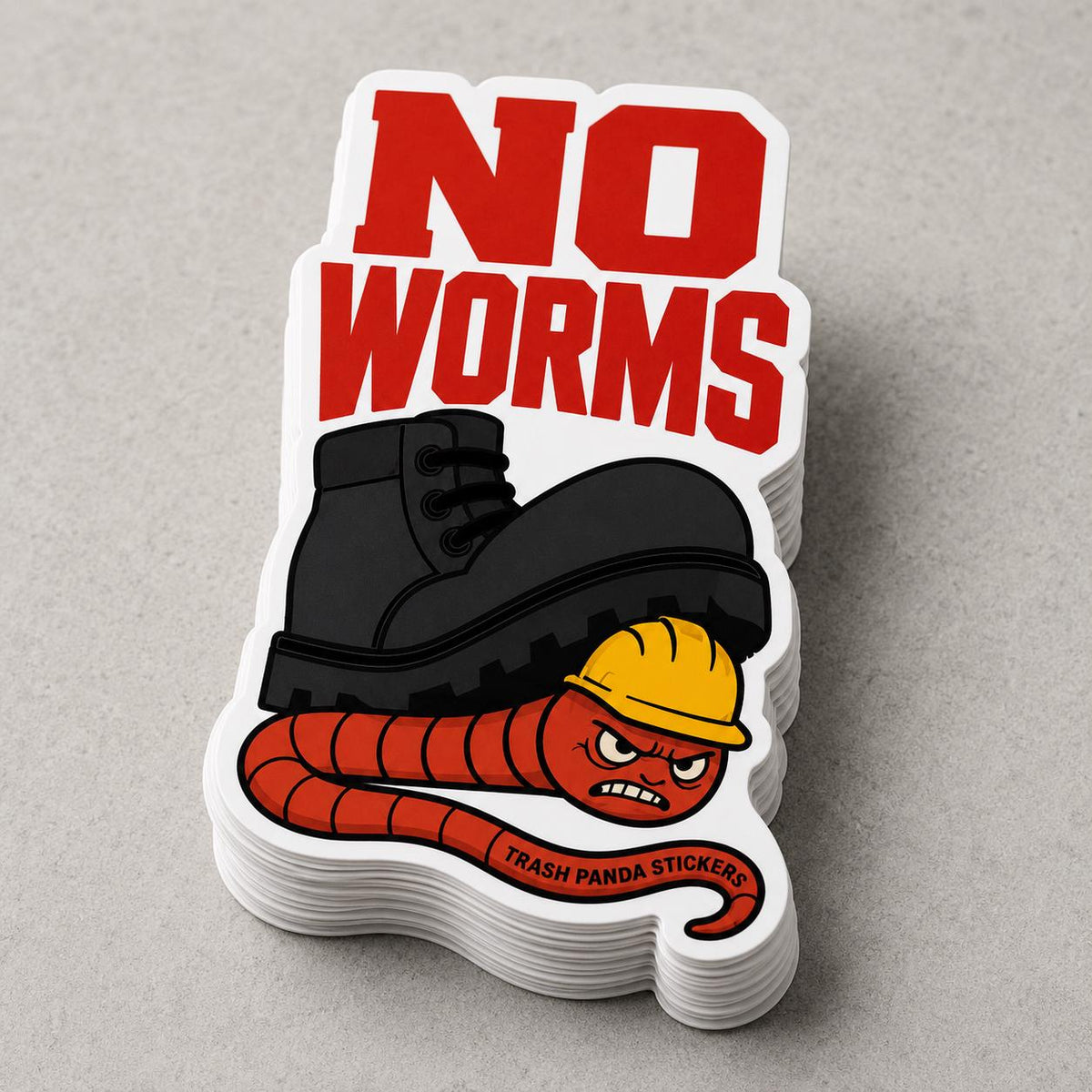 No Worms Union Hard Hat Sticker, Blue Collar Construction Vinyl Decal