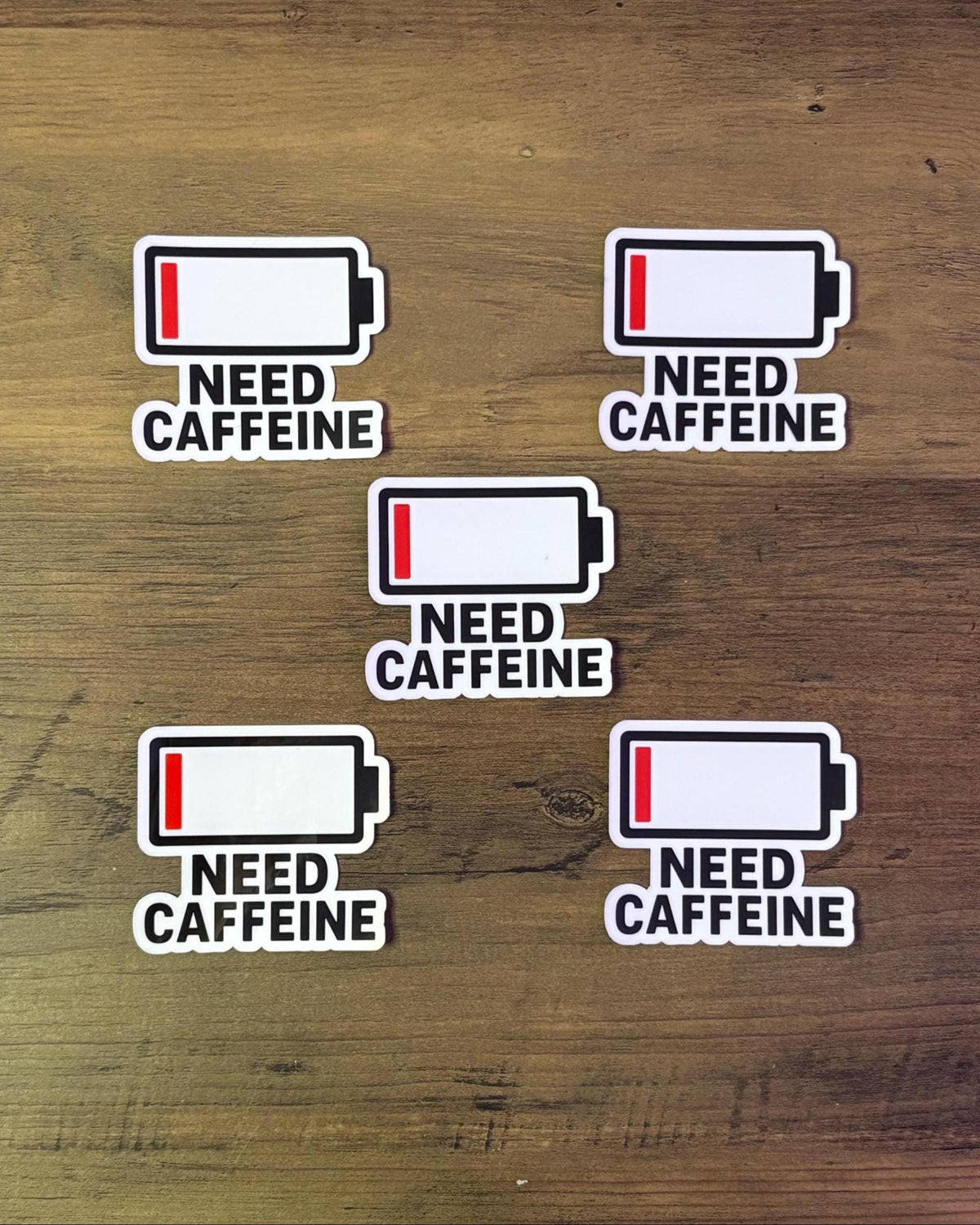 Low Battery Need Caffeine Sticker | Waterproof Vinyl Decal