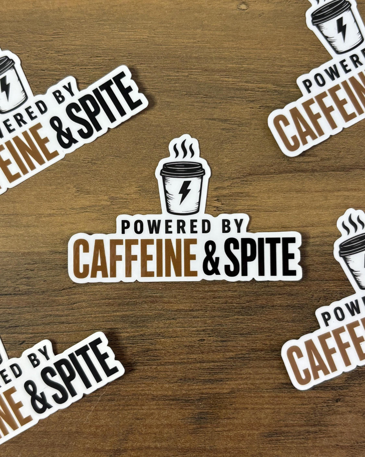Powered By Caffeine Spite Sticker, Funny Coffee Vinyl Decal