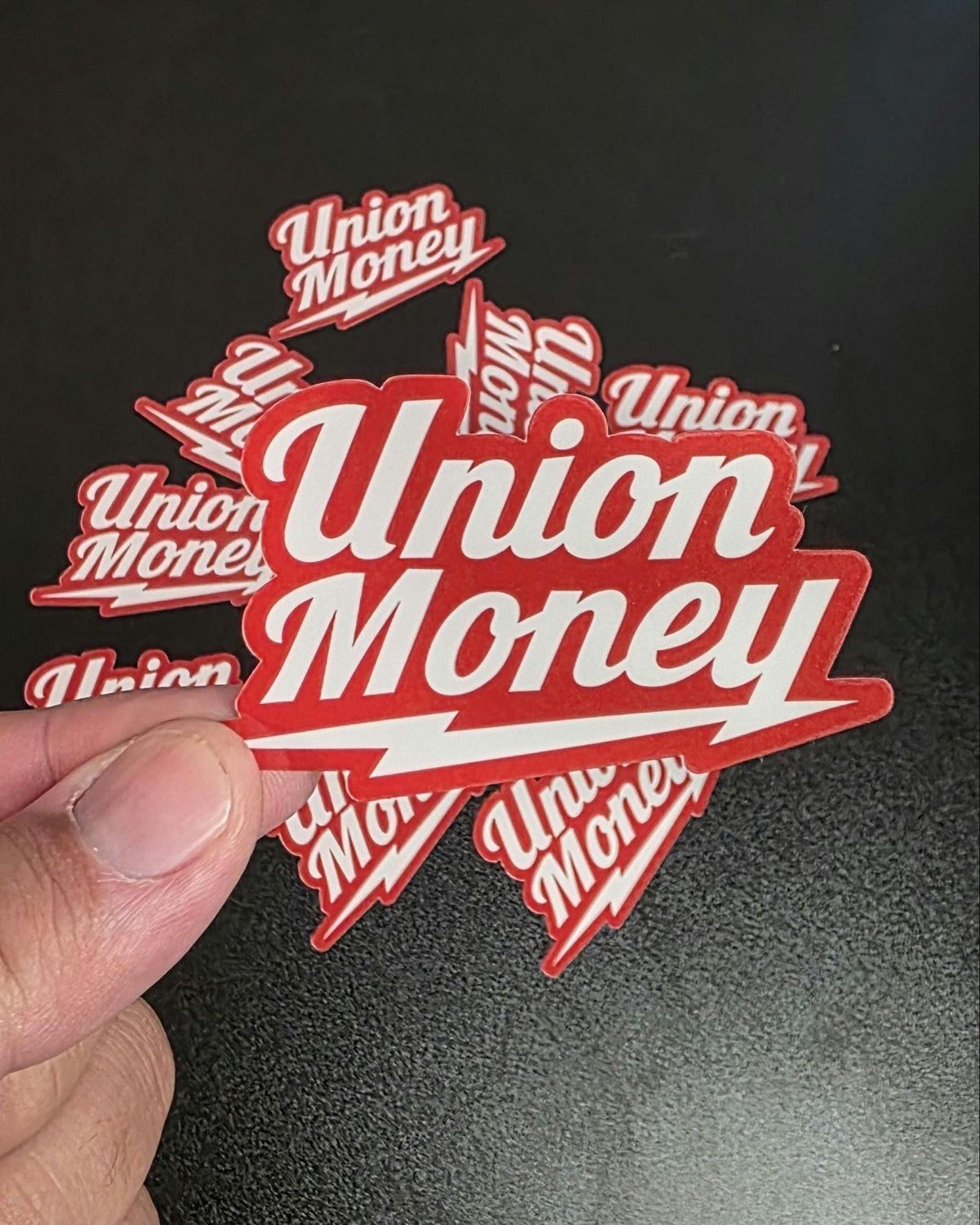 Union Money Hard Hat Sticker – Waterproof Vinyl Decal for Work Gear