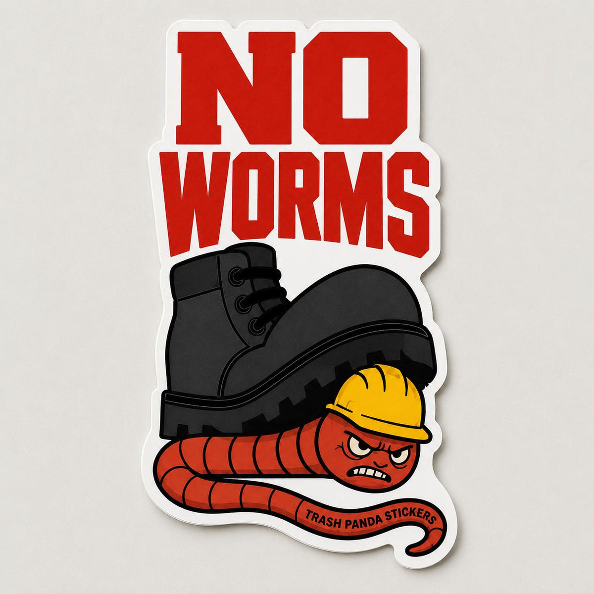 No Worms Union Hard Hat Sticker, Blue Collar Construction Vinyl Decal