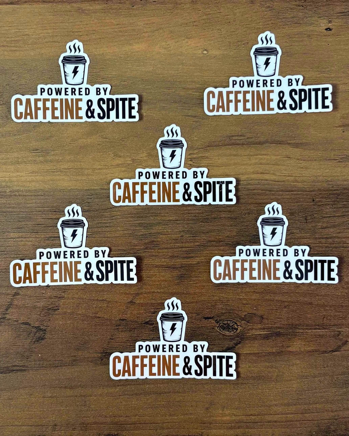Powered By Caffeine Spite Sticker, Funny Coffee Vinyl Decal