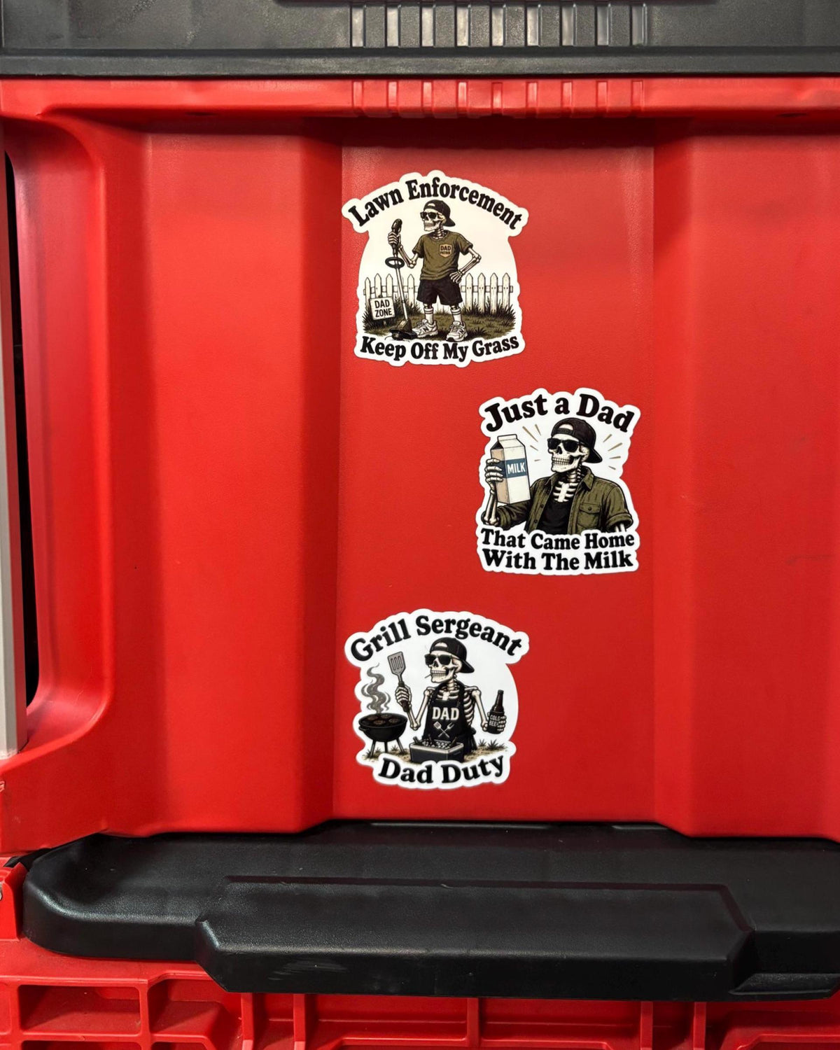 Skeleton Dad Sticker Pack, Funny Grill, Lawn, Milk Dad Jokes (Waterproof Vinyl)